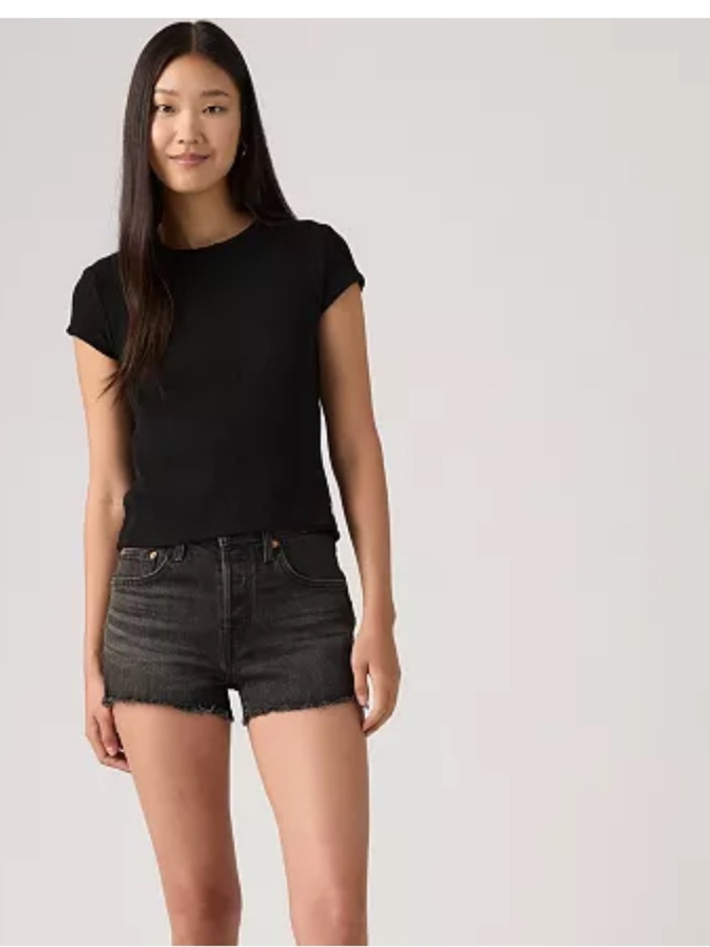 Levi's 501 Black Washed Button Fly shorts
